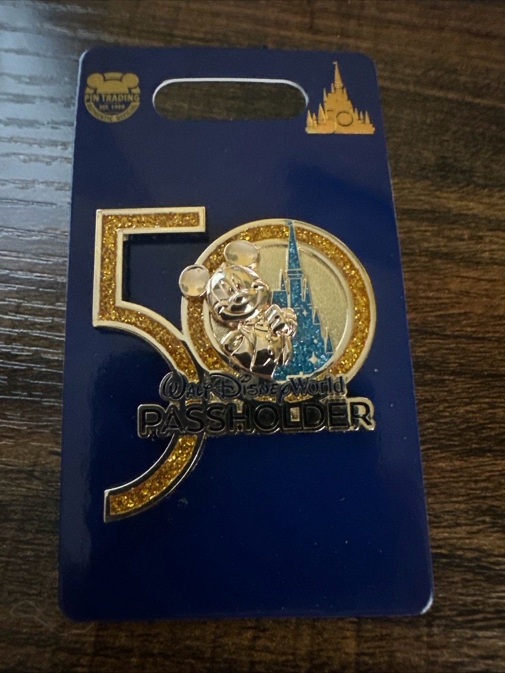 Disney Gold and Blue 50th Passholder Pin
